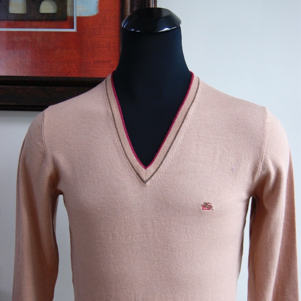 New Etro V neck Virgin Wool Sweater Pullover